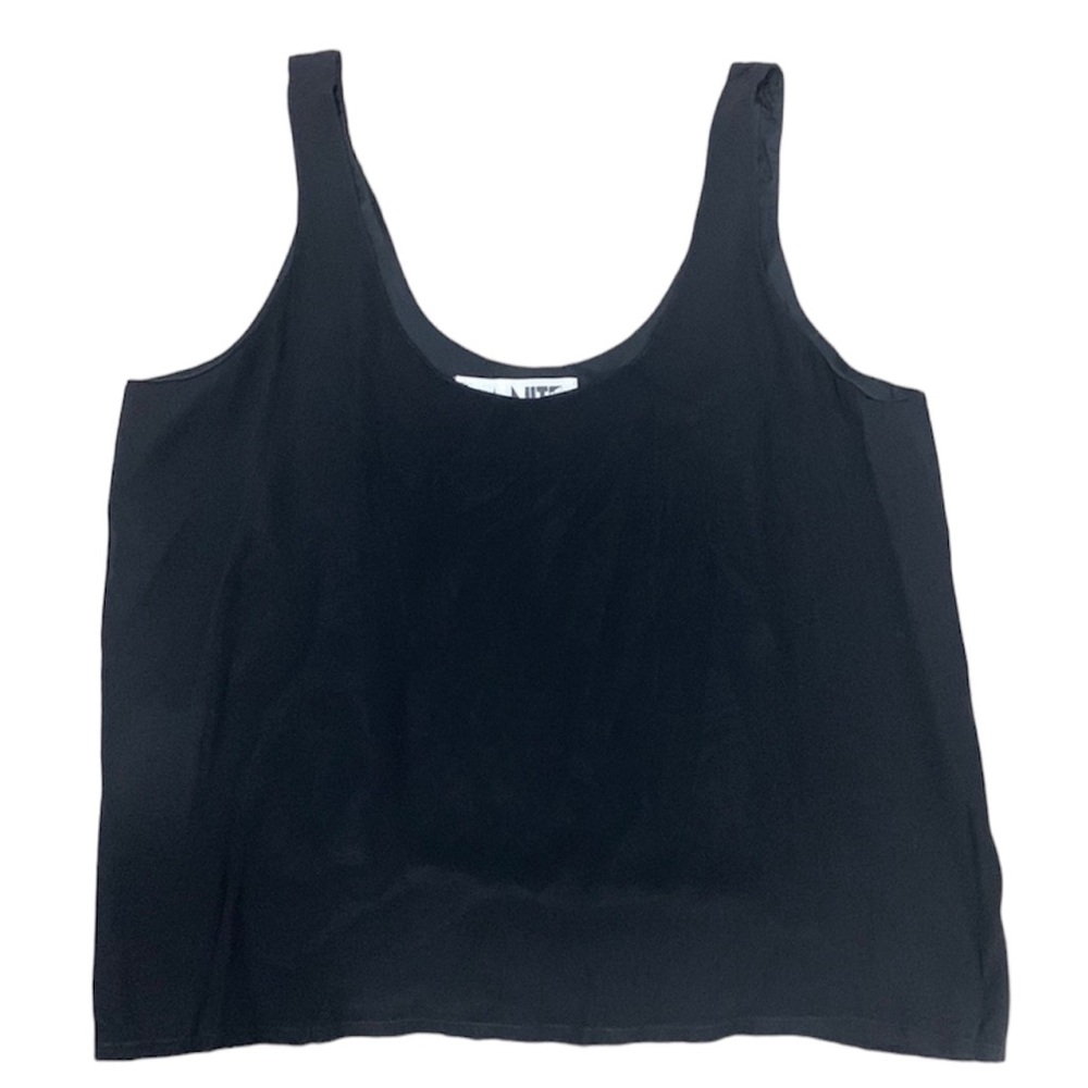 100% Silk Nite Lined Classic Black Tank Top Blouse Size 16